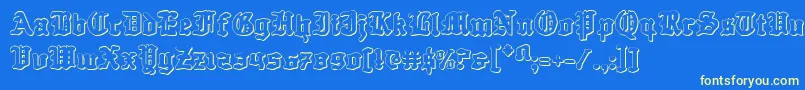 Questknight3D-Schriftart – Gelbe Schriften auf blauem Hintergrund