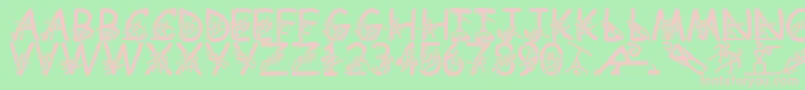 LmsLightingTheFireWithin-fontti – vaaleanpunaiset fontit vihreällä taustalla