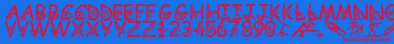 LmsLightingTheFireWithin Font – Red Fonts on Blue Background