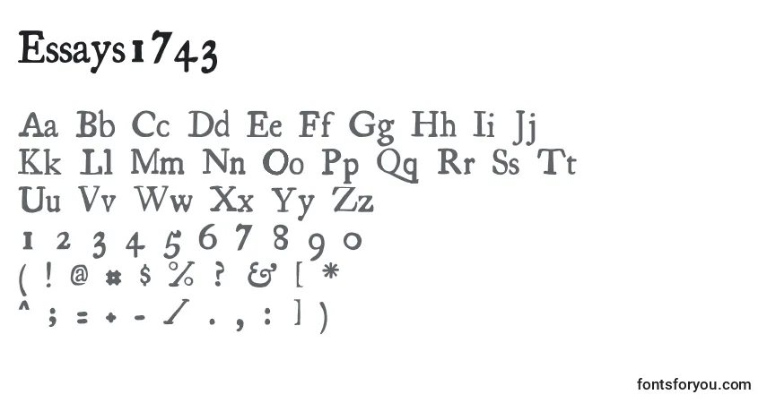 Schriftart Essays1743 – Alphabet, Zahlen, spezielle Symbole