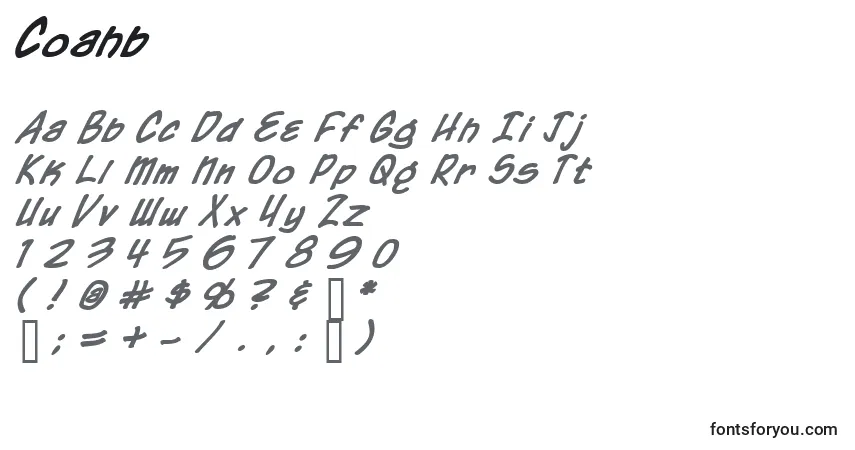 Czcionka Coahb – alfabet, cyfry, specjalne znaki