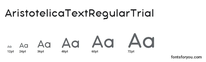 Размеры шрифта AristotelicaTextRegularTrial