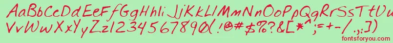 SpearRegular-Schriftart – Rote Schriften auf grünem Hintergrund