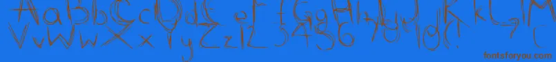 Saiba mais sobre a fonte ScribbleScratch Fonte ScribbleScratch – fontes marrons em um fundo azul