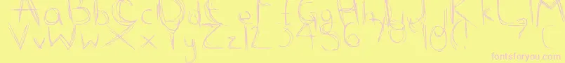 ScribbleScratch-Schriftart – Rosa Schriften auf gelbem Hintergrund