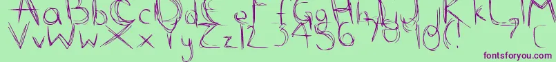 ScribbleScratch Font – Purple Fonts on Green Background