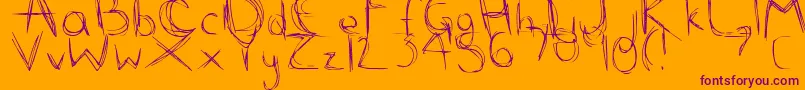 Czcionka ScribbleScratch – fioletowe czcionki na pomarańczowym tle