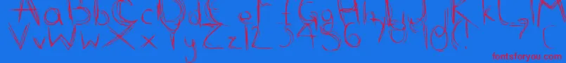 ScribbleScratch-Schriftart – Rote Schriften auf blauem Hintergrund