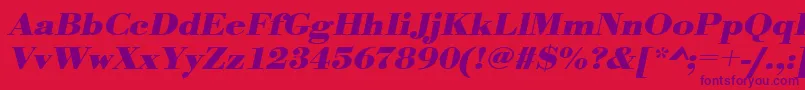 Шрифт UrwbodonitextwidBoldOblique – фиолетовые шрифты на красном фоне