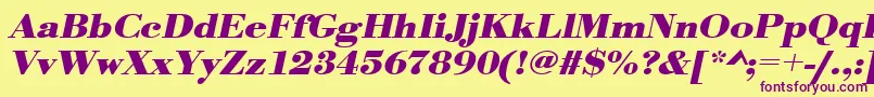 UrwbodonitextwidBoldOblique Font – Purple Fonts on Yellow Background