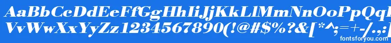 UrwbodonitextwidBoldOblique-Schriftart – Weiße Schriften auf blauem Hintergrund