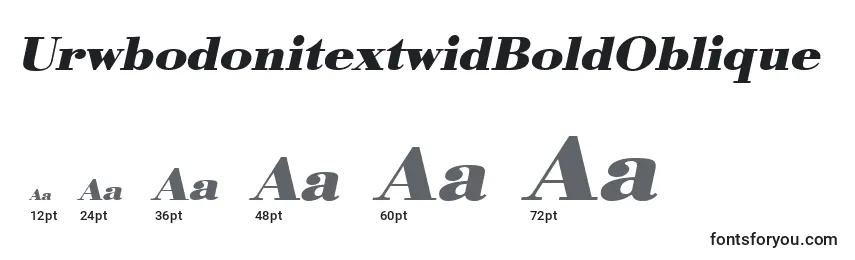 Размеры шрифта UrwbodonitextwidBoldOblique