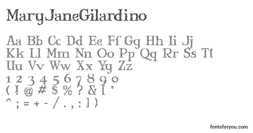 Czcionka MaryJaneGilardino – alfabet, cyfry, specjalne znaki