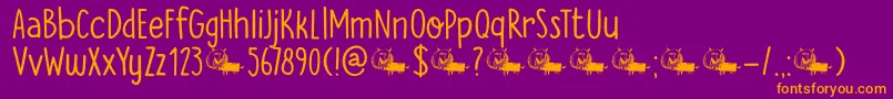 DkTheCatsWhiskers Font – Orange Fonts on Purple Background