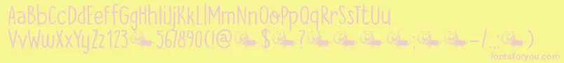 DkTheCatsWhiskers Font – Pink Fonts on Yellow Background