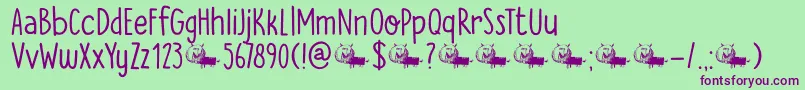 DkTheCatsWhiskers Font – Purple Fonts on Green Background