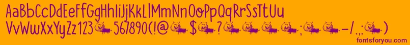 DkTheCatsWhiskers Font – Purple Fonts on Orange Background