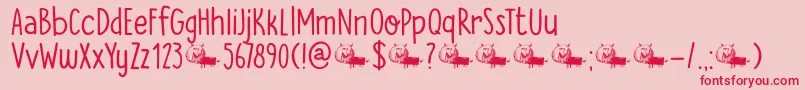 DkTheCatsWhiskers Font – Red Fonts on Pink Background