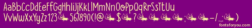 DkTheCatsWhiskers Font – Yellow Fonts on Purple Background