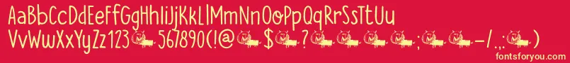 DkTheCatsWhiskers Font – Yellow Fonts on Red Background