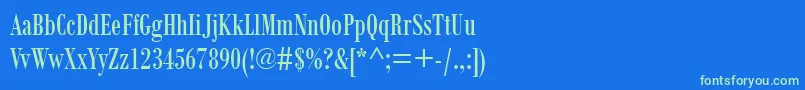 フォントBodoniMtCondensed – 青い背景に緑のフォント