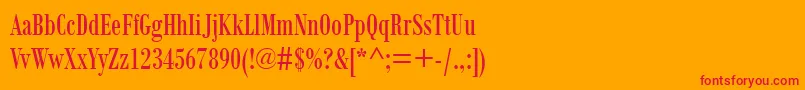 BodoniMtCondensed-Schriftart – Rote Schriften auf orangefarbenem Hintergrund