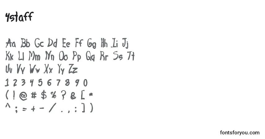 Schriftart 4staff – Alphabet, Zahlen, spezielle Symbole