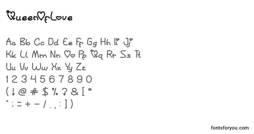 A fonte QueenOfLove – alfabeto, números, caracteres especiais