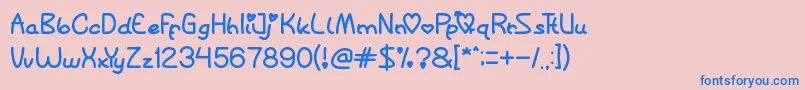 QueenOfLove Font – Blue Fonts on Pink Background