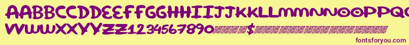 Superround-fontti – violetit fontit keltaisella taustalla