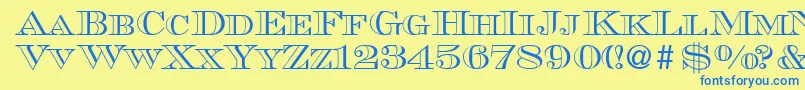 MauriceoutlineRegularDb Font – Blue Fonts on Yellow Background