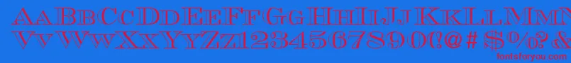 MauriceoutlineRegularDb Font – Red Fonts on Blue Background