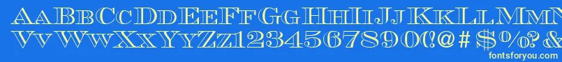 MauriceoutlineRegularDb Font – Yellow Fonts on Blue Background