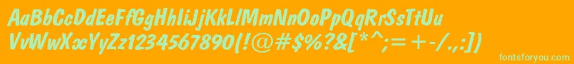 DomkratBoldItalic Font – Green Fonts on Orange Background