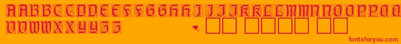 GeniocapssskRegular-Schriftart – Rote Schriften auf orangefarbenem Hintergrund