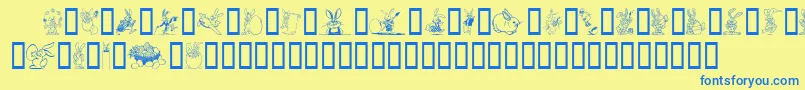 フォントEaster – 青い文字が黄色の背景にあります。
