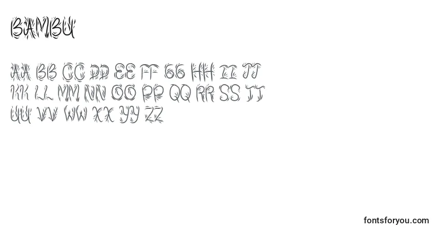 Schriftart Bambu – Alphabet, Zahlen, spezielle Symbole