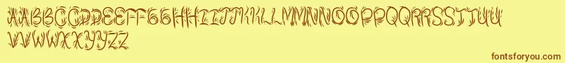 フォントBambu – 茶色の文字が黄色の背景にあります。