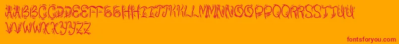 Bambu-Schriftart – Rote Schriften auf orangefarbenem Hintergrund