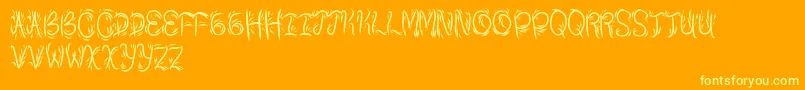 Bambu-Schriftart – Gelbe Schriften auf orangefarbenem Hintergrund