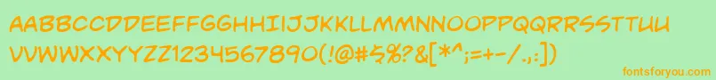 Unmasked Font – Orange Fonts on Green Background
