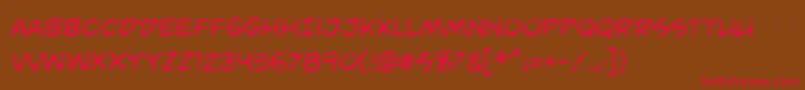 フォントUnmasked – 赤い文字が茶色の背景にあります。