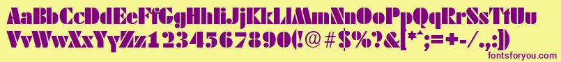 DekoblackserialRegular Font – Purple Fonts on Yellow Background