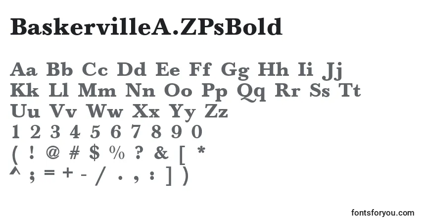 A fonte BaskervilleA.ZPsBold – alfabeto, números, caracteres especiais