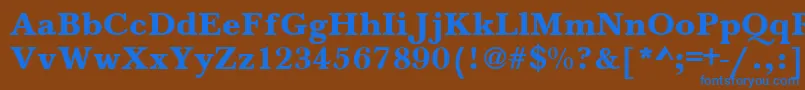 BaskervilleA.ZPsBold-Schriftart – Blaue Schriften auf braunem Hintergrund
