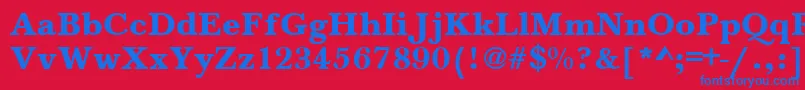 BaskervilleA.ZPsBold-Schriftart – Blaue Schriften auf rotem Hintergrund