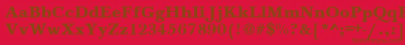 BaskervilleA.ZPsBold-Schriftart – Braune Schriften auf rotem Hintergrund