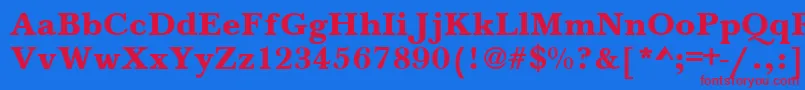 フォントBaskervilleA.ZPsBold – 赤い文字の青い背景