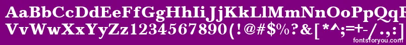BaskervilleA.ZPsBold-fontti – valkoiset fontit violetilla taustalla