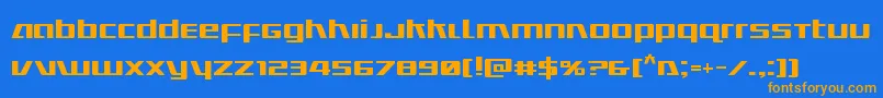 Ultramarines-Schriftart – Orangefarbene Schriften auf blauem Hintergrund